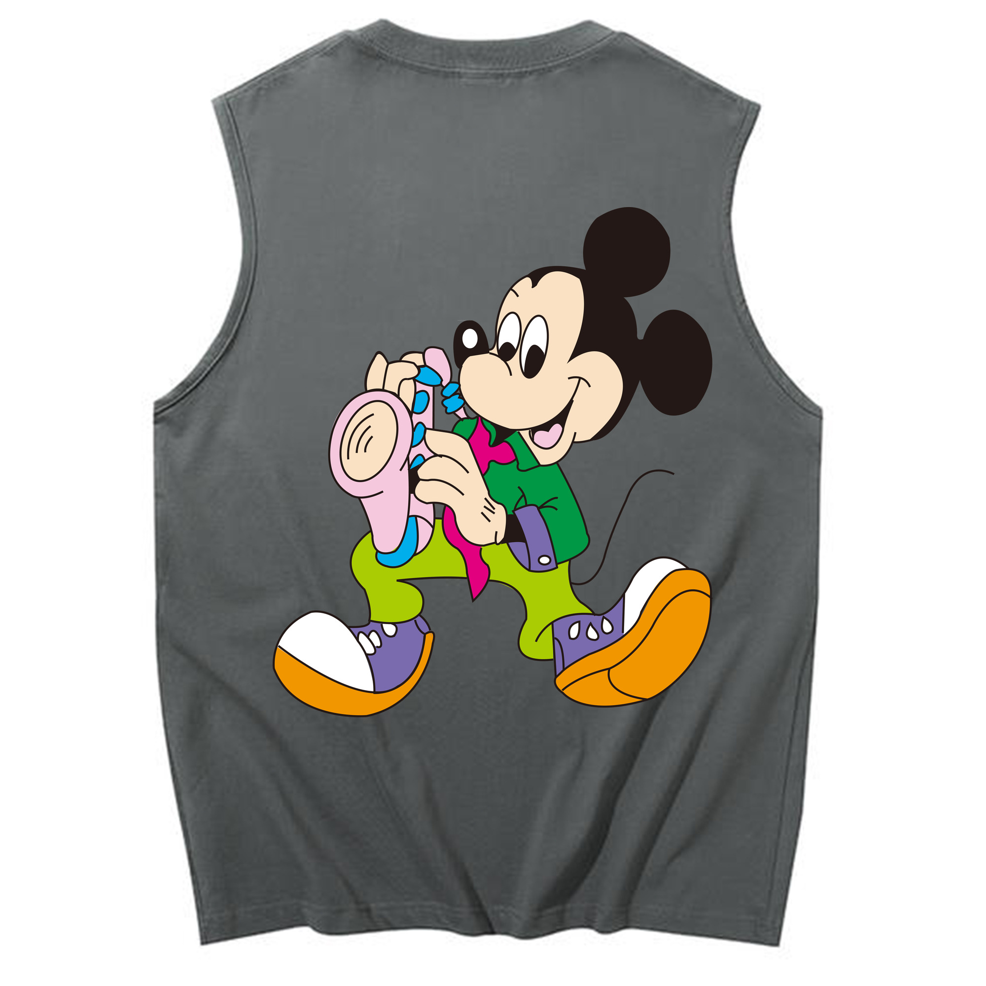 ミッキーマウス Mickey Mouse コットン100％タンクトップ（背面プリント）